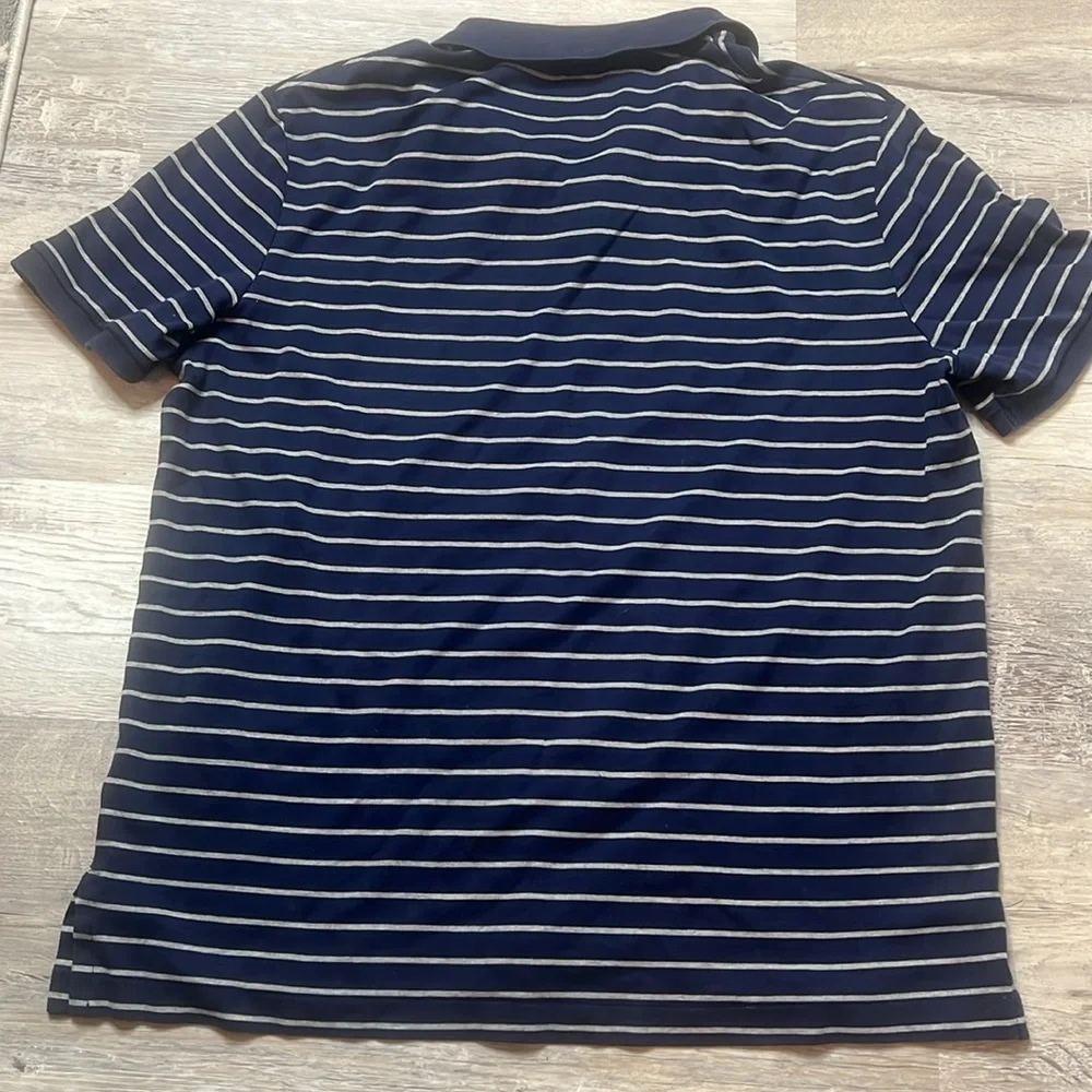 Men’s Navy Blue and White Striped Polo Ralph Lauren Shirt Size Large